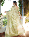 Pista Green Organza Zari Woven Patola Saree