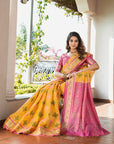 Yellow Organza Zari Woven Patola Saree