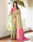 Pista Green Organza Zari Woven Patola Saree