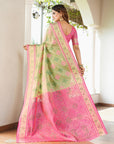 Pista Green Organza Zari Woven Patola Saree