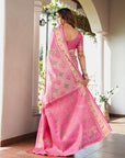 Pink Organza Zari Woven Patola Saree