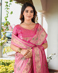 Pink Organza Zari Woven Patola Saree
