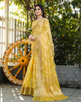Yellow Organza Zari Woven Patola Saree