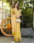 Yellow Organza Zari Woven Patola Saree