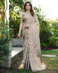 Grey Organza Zari Woven Patola Saree