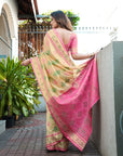 Cream Organza Zari Woven Patola Saree