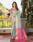 Sky Blue Organza Zari Woven Patola Saree