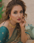 Rupali Bhosle in our Chickoo Pure Tissue Zari Woven Saree with Contrast Weaves
