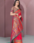 Pink Original Meenakari Paithani Silk Zari Woven Saree