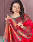 Pink Original Meenakari Paithani Silk Zari Woven Saree