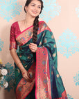 Green Zari Woven Peacock Paithani Silk Saree