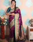 Purple Zari Woven Peacock Paithani Silk Saree
