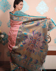 Baby Pink Zari Woven Peacock Paithani Silk Saree
