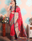 Pink Zari Woven Peacock Paithani Silk Saree