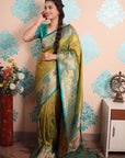 Mehendi Green Zari Woven Peacock Paithani Silk Saree