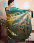 Mehendi Green Zari Woven Peacock Paithani Silk Saree