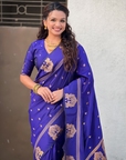 Violet Soft Silk Traditional Zari Woven Saree