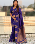 Violet Soft Silk Traditional Zari Woven Saree