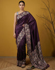 Soft Silk Printed Floral Saree with Rainbow Zari Woven Pallu and Contrast Blouse Festive Party Wear Saree