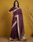 Soft Organza Meenakari Woven Saree with Jamdani Zari Pallu and Brocade Blouse Festive Wedding Party Wear Saree