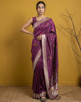 Soft Organza Meenakari Woven Saree with Jamdani Zari Pallu and Brocade Blouse Festive Wedding Party Wear Saree