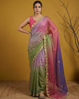 Fendy Satin Designer Saree with Gotapatti Work and Cutwork Piping Border Party Wedding Wear Saree