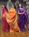 Purple Soft Silk Dual Zari Woven Saree with Peacock Border