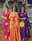 Purple Soft Silk Dual Zari Woven Saree with Peacock Border