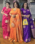 Purple Soft Silk Dual Zari Woven Saree with Peacock Border