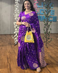 Purple Soft Silk Dual Zari Woven Saree with Peacock Border