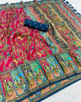 Pink Pure Viscose Silk Position Printed Darbari Saree