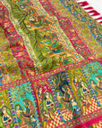 Mehendi Green Pure Viscose Silk Position Printed Darbari Saree