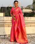 Baby Pink Soft Silk Traditional Zari Woven Saree