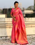 Baby Pink Soft Silk Traditional Zari Woven Saree