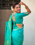 Sea Green Soft Silk Traditional Zari Woven Saree