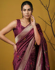Soft Organza Meenakari Woven Saree with Jamdani Zari Pallu and Brocade Blouse Festive Wedding Party Wear Saree
