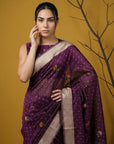 Soft Organza Meenakari Woven Saree with Jamdani Zari Pallu and Brocade Blouse Festive Wedding Party Wear Saree
