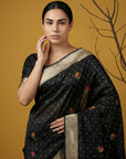 Soft Organza Meenakari Woven Saree with Jamdani Zari Pallu and Brocade Blouse Festive Wedding Party Wear Saree