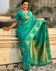 Sea Green Soft Silk Traditional Zari Woven Saree
