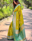 Mehendi Green Soft Silk Contrast Zari Woven Saree