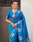 Blue Soft Silk Traditional Zari Woven Saree