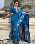 Blue Soft Silk Traditional Zari Woven Saree