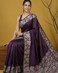 Soft Silk Printed Floral Saree with Rainbow Zari Woven Pallu and Contrast Blouse Festive Party Wear Saree