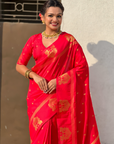 Red Soft Silk Traditional Zari Woven Saree