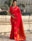 Red Soft Silk Traditional Zari Woven Saree