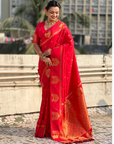 Red Soft Silk Traditional Zari Woven Saree
