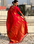 Red Soft Silk Traditional Zari Woven Saree