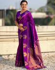 Purple Soft Silk Traditional Zari Woven Saree