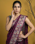Soft Silk Printed Floral Saree with Rainbow Zari Woven Pallu and Contrast Blouse Festive Party Wear Saree
