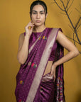 Soft Organza Meenakari Woven Saree with Jamdani Zari Pallu and Brocade Blouse Festive Wedding Party Wear Saree